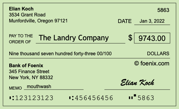 How to write a check for $9,743