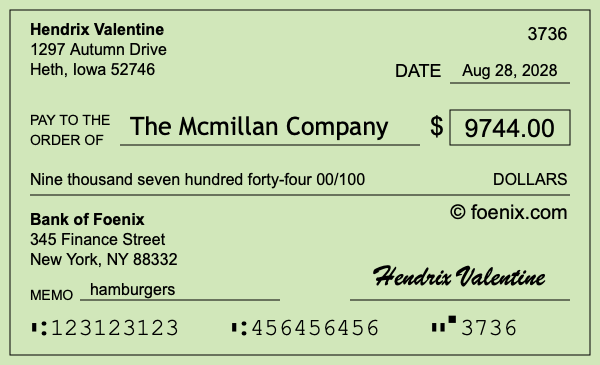 How to write a check for $9,744