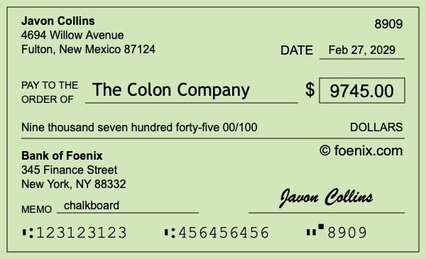 How to write a check for $9,745