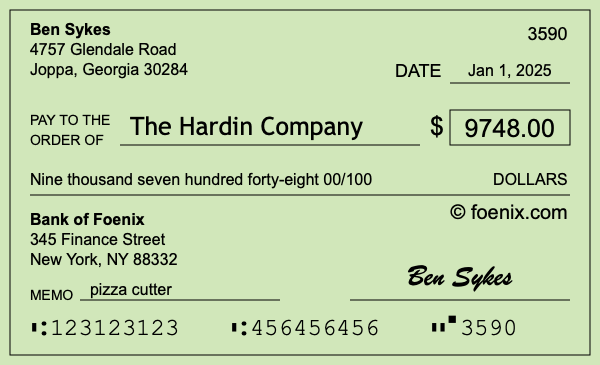 How to write a check for $9,748