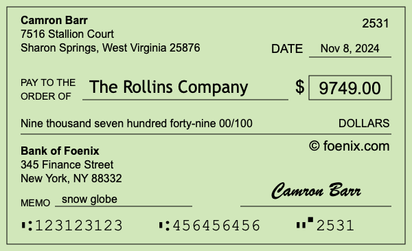 How to write a check for $9,749