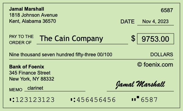 How to write a check for $9,753