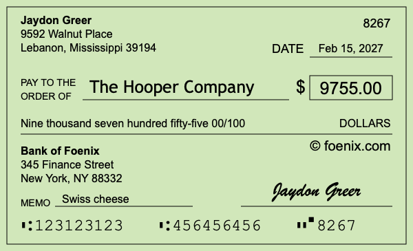 How to write a check for $9,755