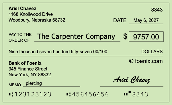 How to write a check for $9,757