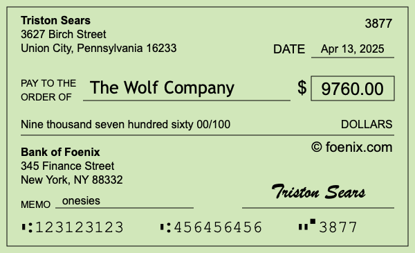How to write a check for $9,760