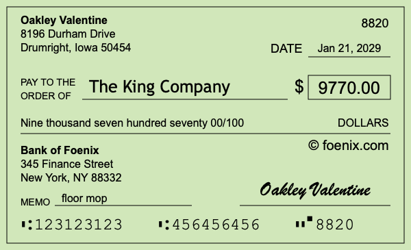 How to write a check for $9,770
