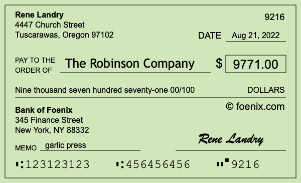How to write a check for $9,771