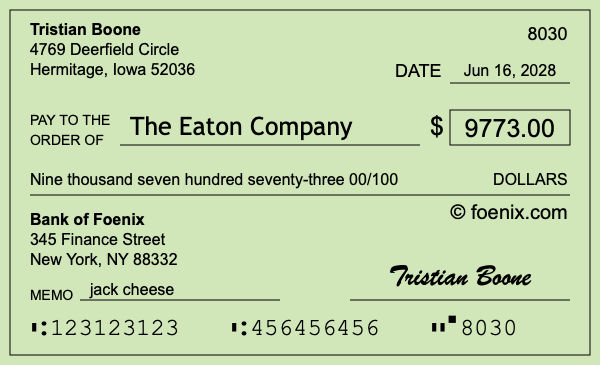 How to write a check for $9,773