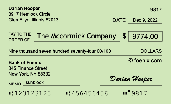 How to write a check for $9,774