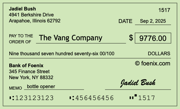 How to write a check for $9,776