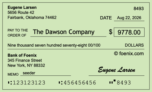 How to write a check for $9,778