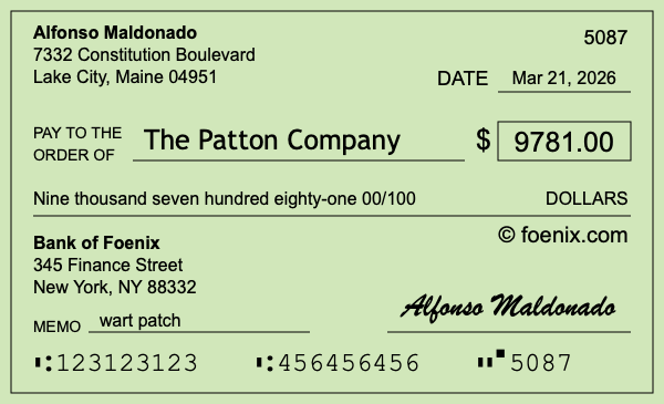 How to write a check for $9,781
