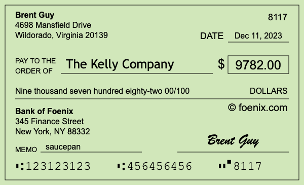 How to write a check for $9,782