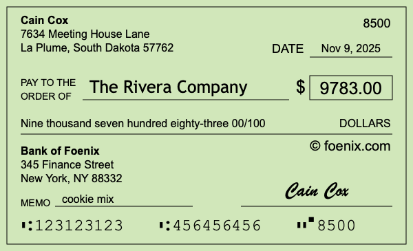 How to write a check for $9,783