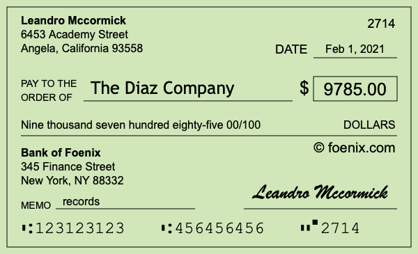How to write a check for $9,785