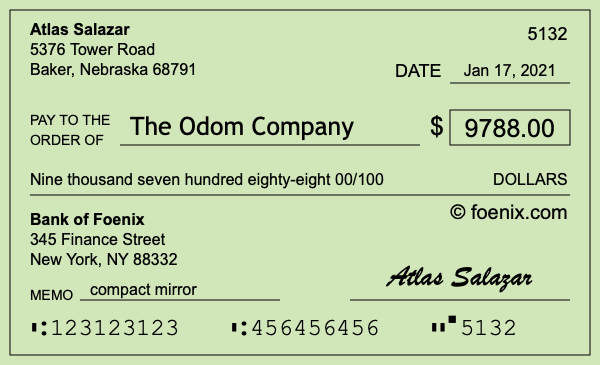 How to write a check for $9,788