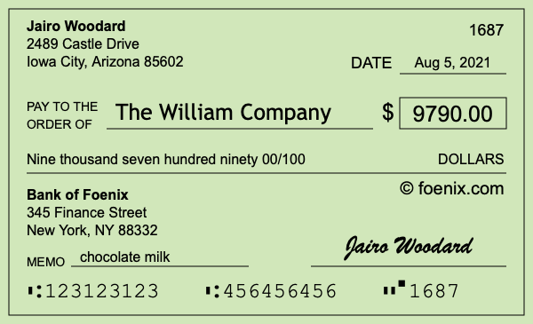 How to write a check for $9,790