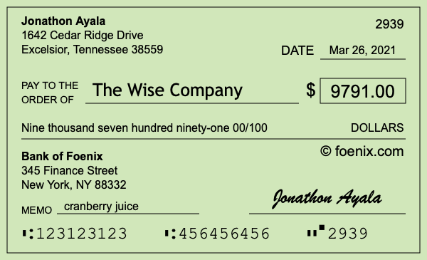How to write a check for $9,791