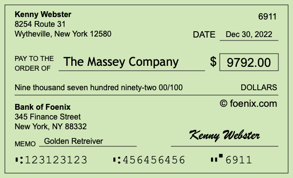 How to write a check for $9,792