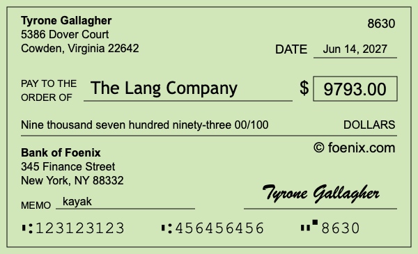 How to write a check for $9,793