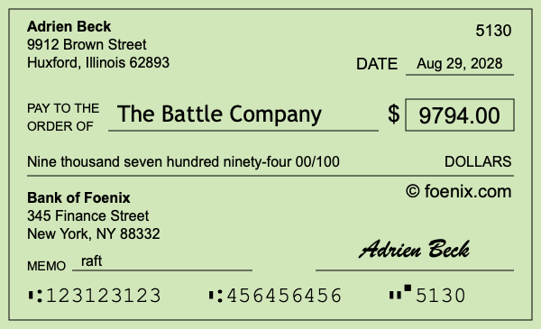 How to write a check for $9,794