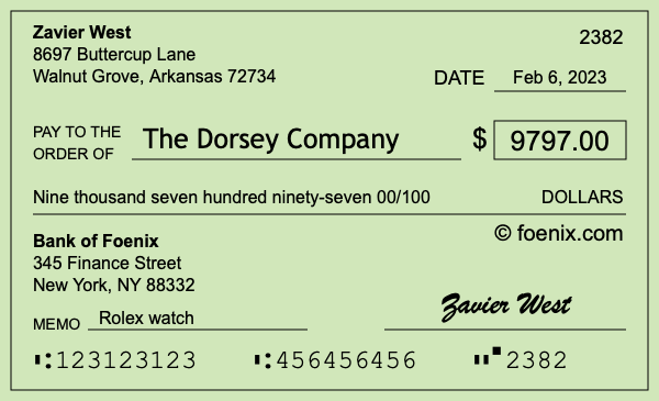 How to write a check for $9,797