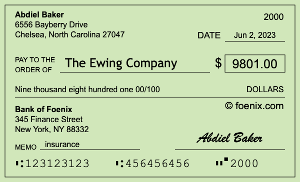 How to write a check for $9,801