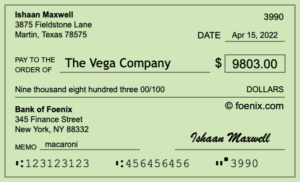 How to write a check for $9,803
