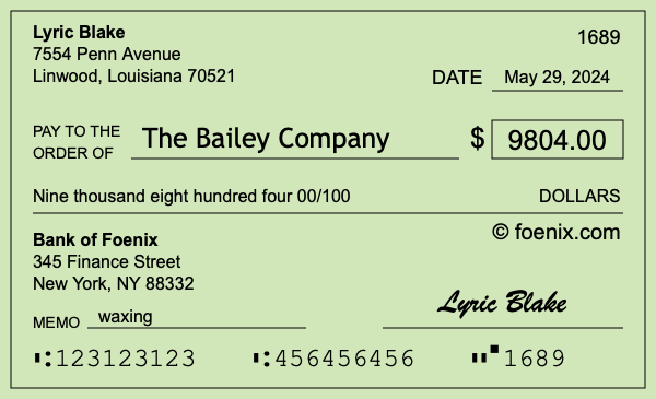 How to write a check for $9,804