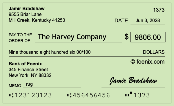 How to write a check for $9,806