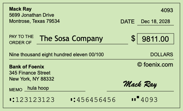 How to write a check for $9,811