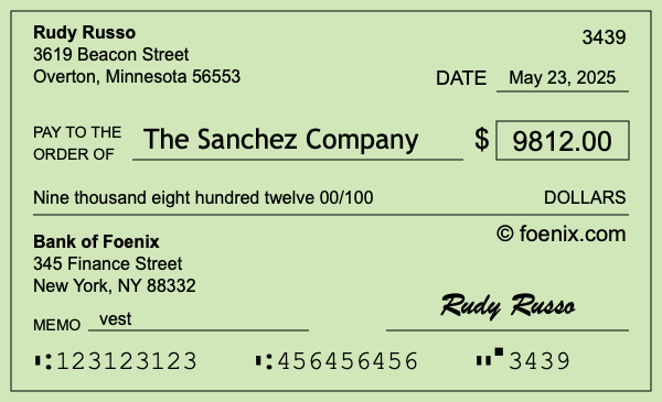 How to write a check for $9,812