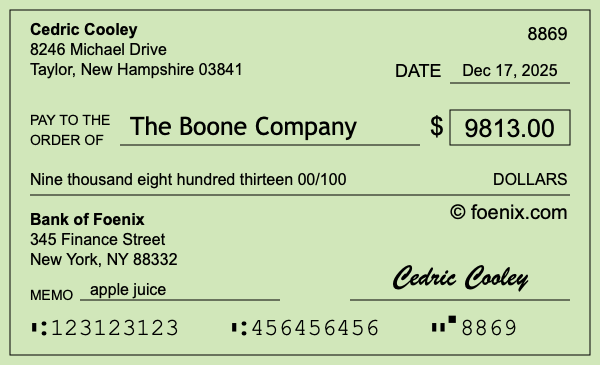 How to write a check for $9,813