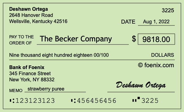 How to write a check for $9,818