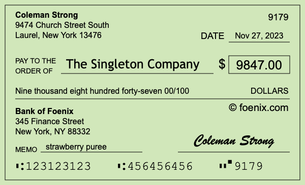 How to write a check for $9,847