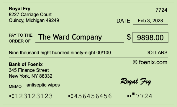 How to write a check for $9,898