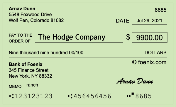 How to write a check for $9,900