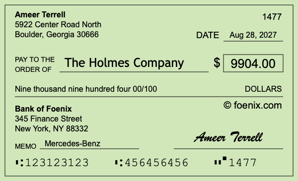 How to write a check for $9,904