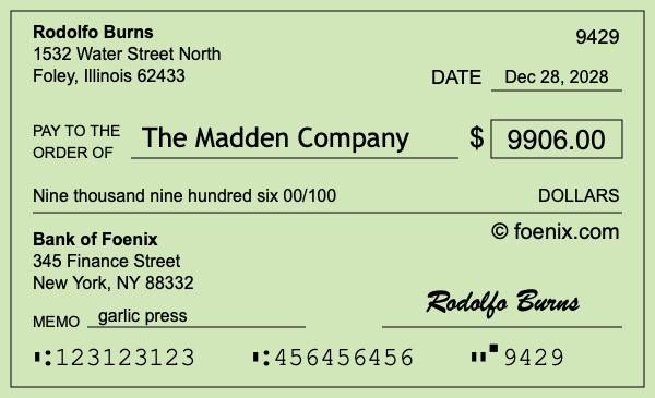 How to write a check for $9,906