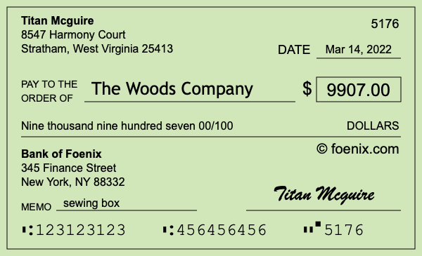 How to write a check for $9,907