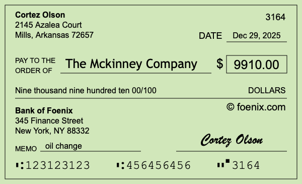 How to write a check for $9,910