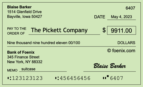How to write a check for $9,911