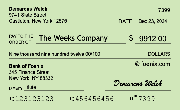 How to write a check for $9,912