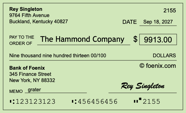 How to write a check for $9,913