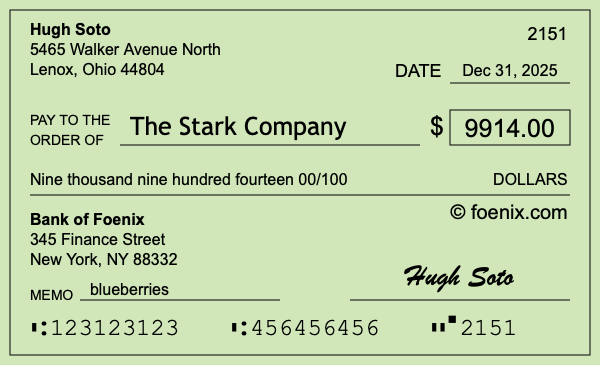 How to write a check for $9,914