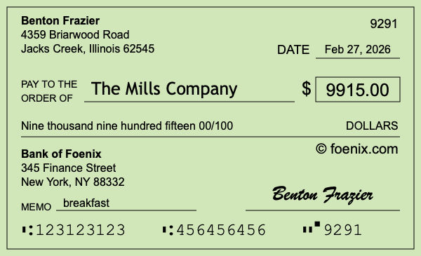 How to write a check for $9,915