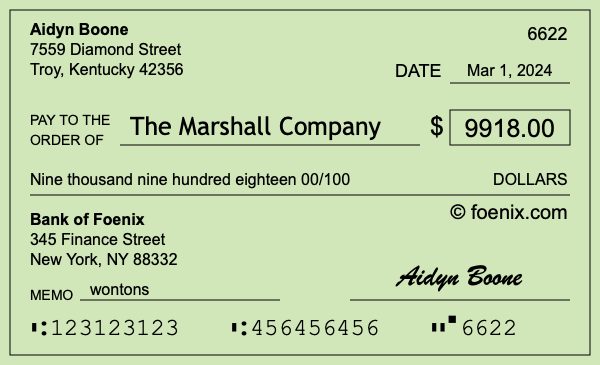How to write a check for $9,918