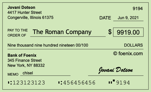 How to write a check for $9,919