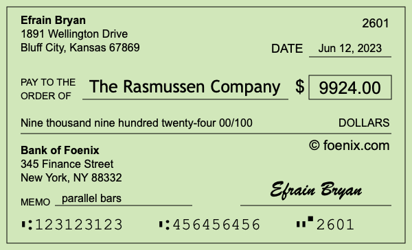 How to write a check for $9,924