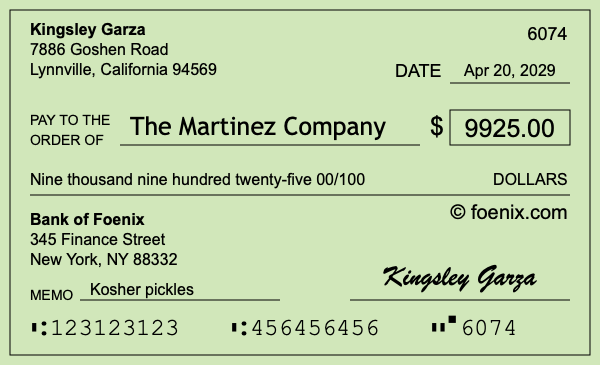 How to write a check for $9,925